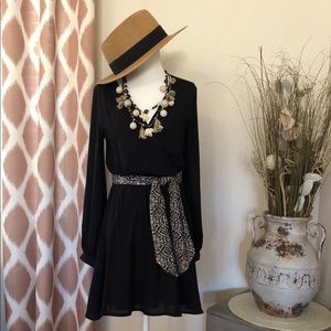 Nordstrom Lush Emma Faux-wrap Black Dress, XS